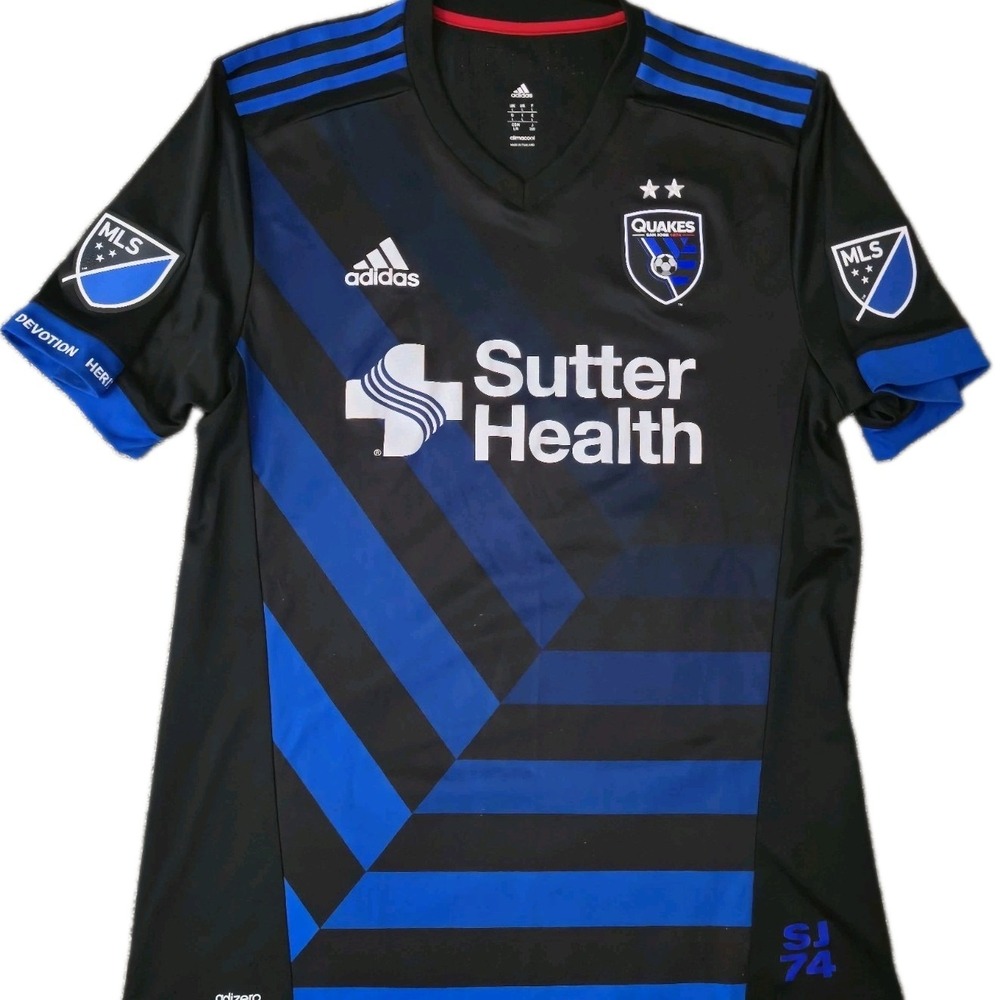 Adidas San Jose Earthquakes 2017-2018 Home Jersey Men's Large Black Blue